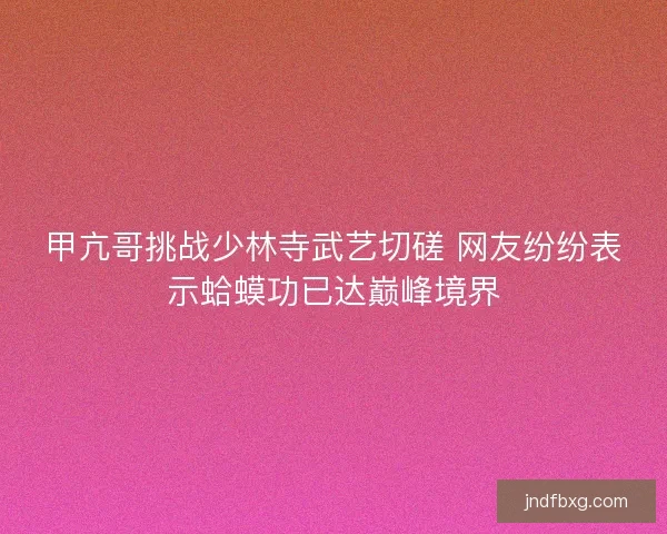 甲亢哥挑战少林寺武艺切磋 网友纷纷表示蛤蟆功已达巅峰境界